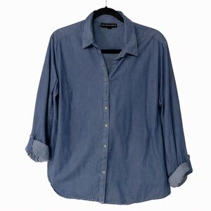 New York & Company Blue Button Down Shirt w/ Snap Closure | Size XL